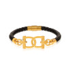 دستبند چرم با پلاک طلا طرح فراگامو کد XB999
