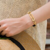 دستبند چرم زنانه با پلاک طلا کد XB998