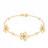 دستبند طلا زنانه طرح گل با مروارید کد XB844