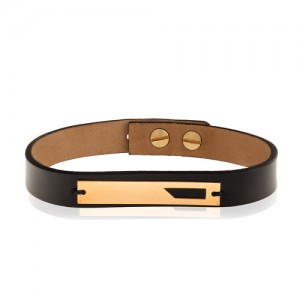 دستبند چرم مردانه با پلاک طلا کد MB133