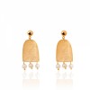 گوشواره طلا زنانه طرح چکشی با مروارید کد XE258