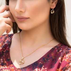 نیم ست طلا زنانه طرح لویی ویتون کد CS336