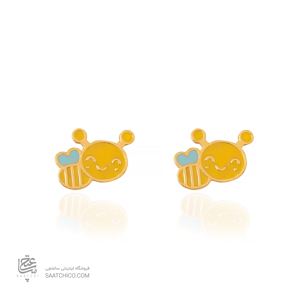 گوشواره طلا کودک طرح زنبور عسل کد KE119