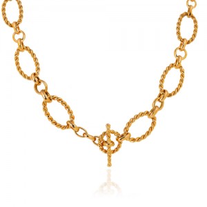 گردنبند طلا زنانه طرح زنجیر دیوید یورمن با قفل T کد CN452