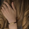 دستبند چرم زنانه با پلاک طلا طرح فرد (پلاک کوچک) کد XB850