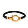 دستبند چرم با پلاک طلا طرح امگا کد XB813