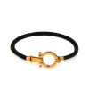 دستبند چرم زنانه با پلاک طلا طرح امگا کد XB813