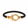دستبند چرم مردانه با پلاک طلا طرح امگا کد MB143