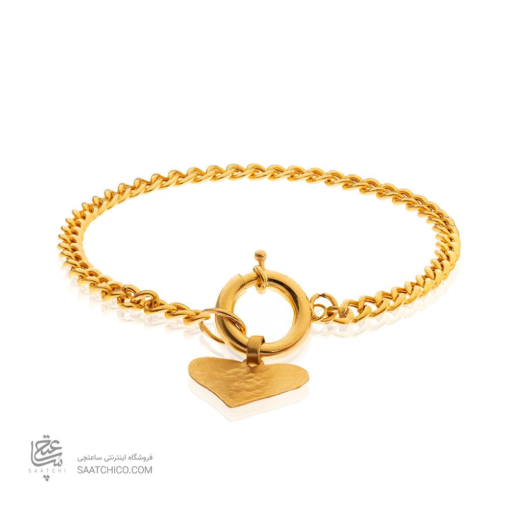 دستبند طلا طرح زنجیر کارتیر با آویز قلب چکشی کد CB433