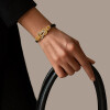 دستبند چرم زنانه با پلاک طلا طرح فرد نگین دار کد XB814