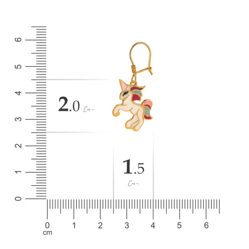 گوشواره طلا کودک طرح یونیکورن کد KE122