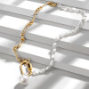 گردنبند طلا دست ساز با قفل طرح مارلا آرون و مروارید باروک کد XN416