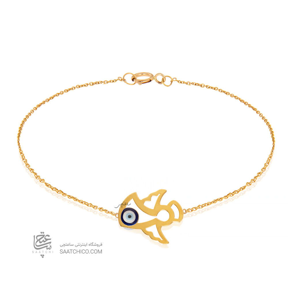 دستبند طلای کودک طرح فرشته با چشم و نظر کد KB384