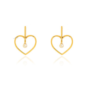 گوشواره طلا طرح قلب با مروارید کد XE275