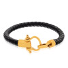 دستبند چرم مردانه با پلاک طلا طرح امگا کد MB153