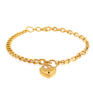 دستبند طلا طرح ترکیبی با آویز قلب تیفانی کد CB494