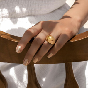 انگشتر طلا زنانه طرح رینگ ساده پهن کد CR581