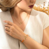دستبند چرم زنانه با پلاک طلا طرح LV کد XB605