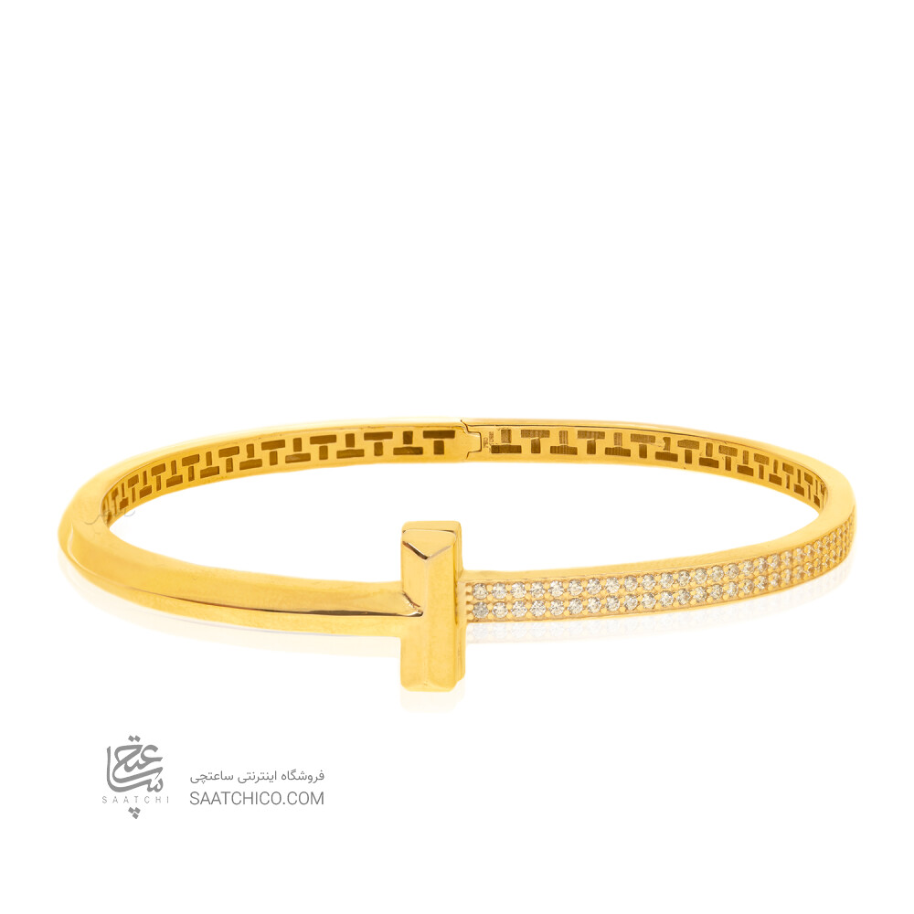 دستبند النگویی طلا طرح تیفانی مدل نگیندار کد CB519