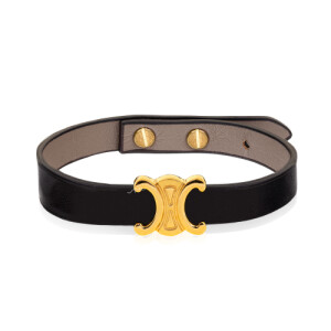 دستبند چرم مردانه با پلاک طلا کد MB169