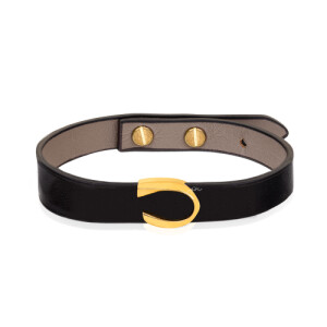 دستبند چرم مردانه با پلاک طلا کد MB171