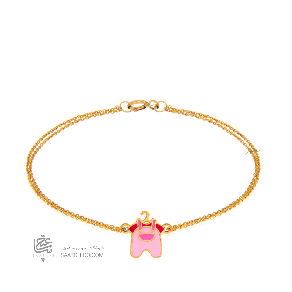 دستبند طلا کودک طرح لباس نوزادی دخترانه کد KB399