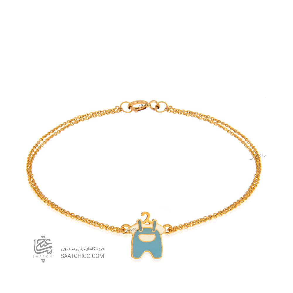 دستبند طلا کودک طرح لباس نوزادی پسرانه کد KB400