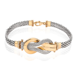 دستبند طلا طرح فرد دوبل مدل نگیندار با زنجیر جسیکا کد CB534