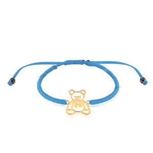 دستبند بافت کودک با پلاک طلا طرح خرس کد KB421