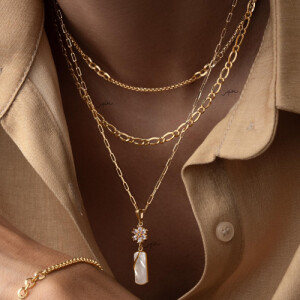 گردنبند طلا طرح زنجیر های ترکیبی کد CN705