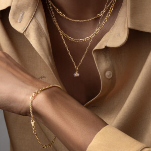 دستبند طلا طرح زنجیر ترکیبی کد CB634