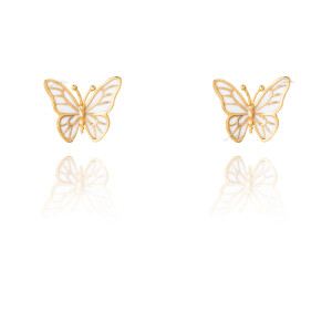 گوشواره طلا طرح پروانه میناکاری کد CE535