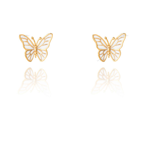 گوشواره طلا طرح پروانه میناکاری کد CE535