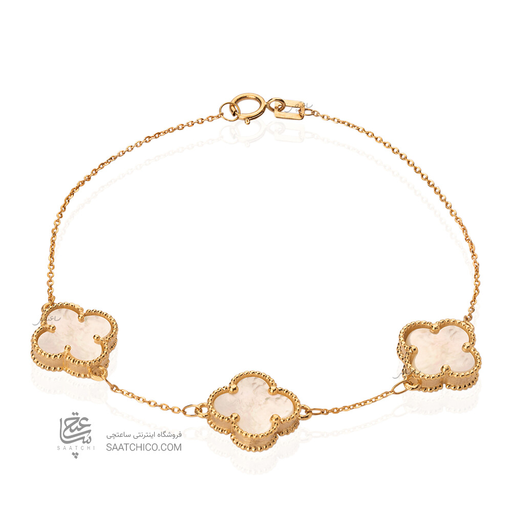 دستبند طلا طرح ونکلیف سه گل کد XB686