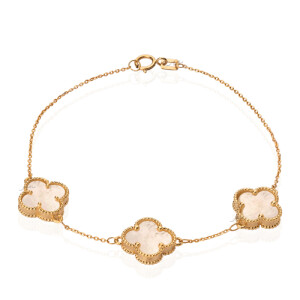 دستبند طلا طرح ونکلیف سه گل کد XB686