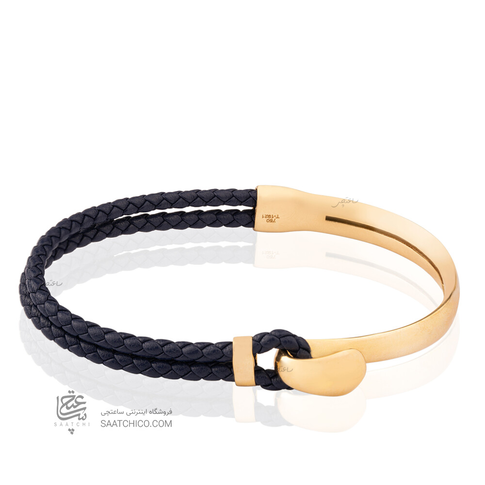 دستبند چرم مردانه با پلاک طلا کد MB182