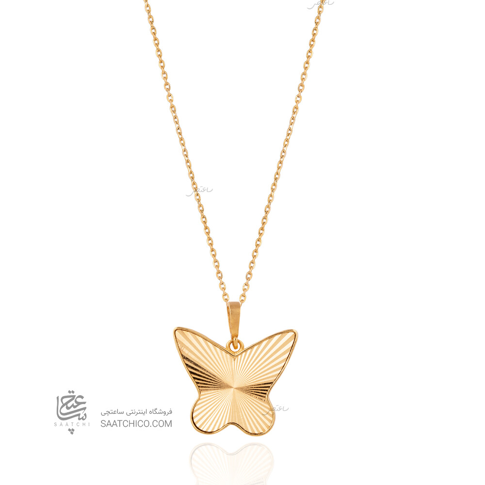 آویز طلا بدون زنجیر طرح پروانه دو رو کد XP260