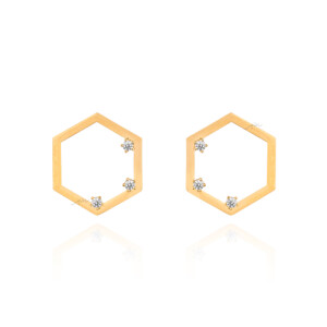 گوشواره طلا از کالکشن آژین طرح شش ضلعی کد CE550