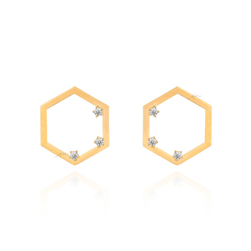 گوشواره طلا از کالکشن آژین طرح شش ضلعی کد CE550