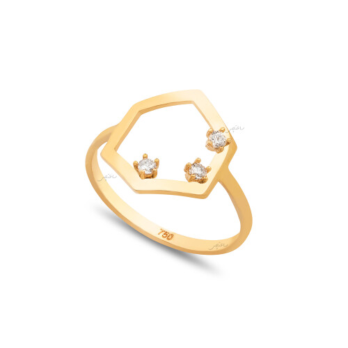 انگشتر طلا از کالکشن آژین طرح شش ضلعی کد CR875