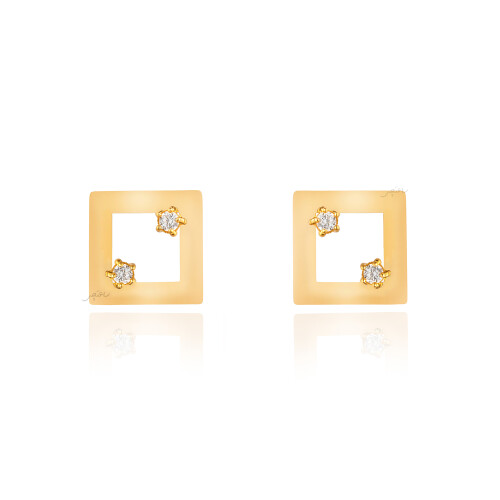 گوشواره طلا از کالکشن آژین طرح مربع کد CE551