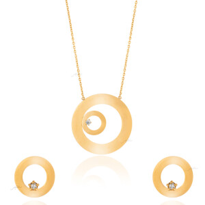 نیم ست طلا از کالکشن آژین طرح دایره کد CS387