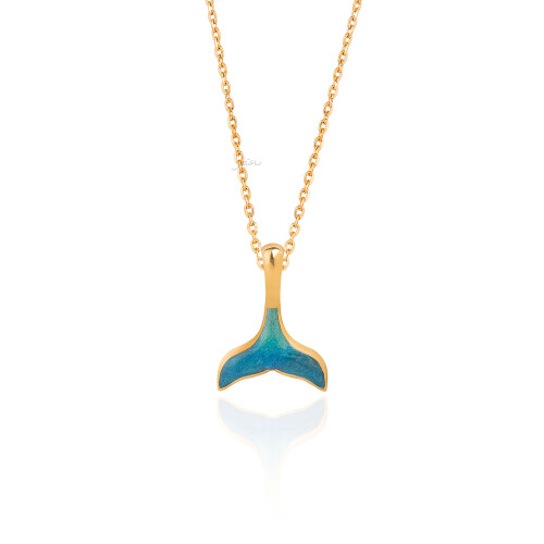 آویز طلا بدون زنجیر طرح دم وال میناکاری کد CP452