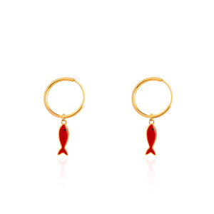 گوشواره حلقه ای طلا طرح ماهی کد CE555